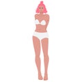Pink-haired latina young woman vector portrait in full length