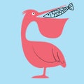 Portrait of a pink spoonbill bird turning its head behind to trap a fish vector or color illustration Royalty Free Stock Photo