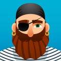 Portrait of a pirate. Cartoon style. Royalty Free Stock Photo