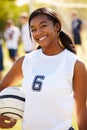 Portrait Of Player In Female High School Soccer Team Royalty Free Stock Photo