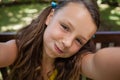 Portrait of playful girl making face Royalty Free Stock Photo