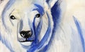 Portrait of the Polar Bear. Hand drawn watercolor illustration