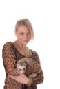 Portrait with a polecat Royalty Free Stock Photo