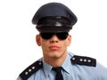 Portrait of policeman at sunglasses Royalty Free Stock Photo