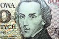 the Polish composer NFryderyk Franciszek Chopin from obverse side of 5000 five thousand old Polish Zlotych banknote