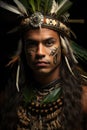 Portrait of a Polynesian man from the Pacific island of Tahiti. French Polynesia