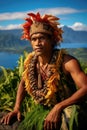 Portrait of a Polynesian man from the Pacific island of Tahiti. French Polynesia