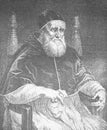 The portrait of the Pope Julius II by Raphael in the vintage book Raphael by S.M. Bryliant, St. Petersburg, 1891