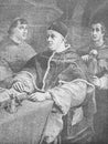 The portrait of the Pope Leo X by Raphael in the vintage book Raphael by S.M. Bryliant, St. Petersburg, 1891