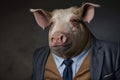 Portrait of Pork in a business suit. Generative AI Royalty Free Stock Photo