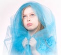 Portrait of praying girl, blond child Royalty Free Stock Photo