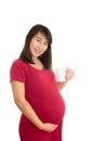 Portrait of pregnant woman with milk in glass Royalty Free Stock Photo