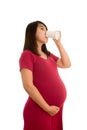 Portrait of pregnant woman with milk in glass isolated Royalty Free Stock Photo