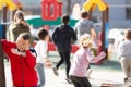 Boy playing hide and seek with friends Royalty Free Stock Photo