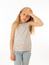 Young, sad, unhappy, helpless tired girl suffering from depression. Human emotions, bulling Royalty Free Stock Photo