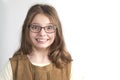 Portrait of pretty funny girl in glasses for vision. Royalty Free Stock Photo