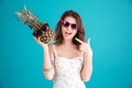 Portrait of a pretty funny summer girl in sunglasses Royalty Free Stock Photo