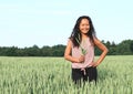 Portrait of pretty girl in field with wheat Royalty Free Stock Photo