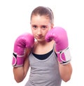 Portrait of pretty kick boxing girl Royalty Free Stock Photo