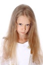 Portrait pretty little girl is angree isolated Royalty Free Stock Photo