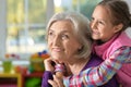 little girl hugging her grandmother Royalty Free Stock Photo