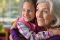 little girl hugging her grandmother Royalty Free Stock Photo