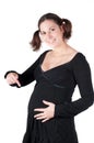 Portrait of pretty pregnant woman in black dress Royalty Free Stock Photo