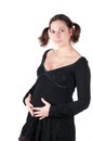 Portrait of pretty pregnant woman in black dress Royalty Free Stock Photo