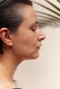 Profile of beautiful woman with water drops on her face Royalty Free Stock Photo