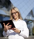 Portrait of pretty student or businesswoman