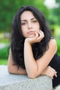 Portrait of pretty thoughtful brunette Royalty Free Stock Photo