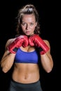 Portrait of pretty woman with fighting stance Royalty Free Stock Photo