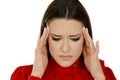 Portrait of a pretty woman having headache, migraine pain Royalty Free Stock Photo