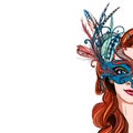 Portrait of pretty woman in luxury carnival mask