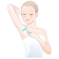 Portrait of pretty woman shaving underarm with razor Royalty Free Stock Photo