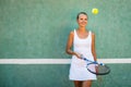 Portrait of a pretty, young, female tennis player Royalty Free Stock Photo