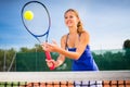 Portrait of a pretty young tennis player Royalty Free Stock Photo