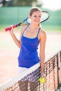 Portrait of a pretty, young tennis player Royalty Free Stock Photo