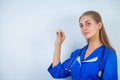 Portrait of pretty young woman doctor with stethoscope Royalty Free Stock Photo