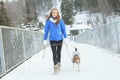 Portrait of a pretty young woman with her pet dog Royalty Free Stock Photo