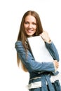 Portrait of a pretty young woman with a laptop Royalty Free Stock Photo