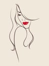 Portrait of pretty young woman Vector illustration Royalty Free Stock Photo