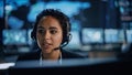 Portrait of Professional IT Technical Support Female Specialist Working on Computer in Monitoring Royalty Free Stock Photo