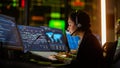 Portrait of Professional IT Technical Support Specialist Working on Computer in Monitoring Control Royalty Free Stock Photo