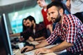 Portrait of programmers working in development software company Royalty Free Stock Photo