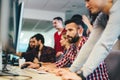 Portrait of programmers working in development software company Royalty Free Stock Photo