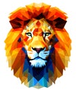 Portrait of a proud and majestic lion in vector mosaic pop art style