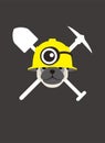 Portrait of pug dog, wearing helmet, like worker or miner, cool style Royalty Free Stock Photo