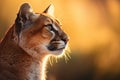 Portrait of a Puma with depth of field, beautiful daylight