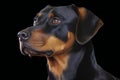 Portrait of a purebred doberman dog on a black background Royalty Free Stock Photo